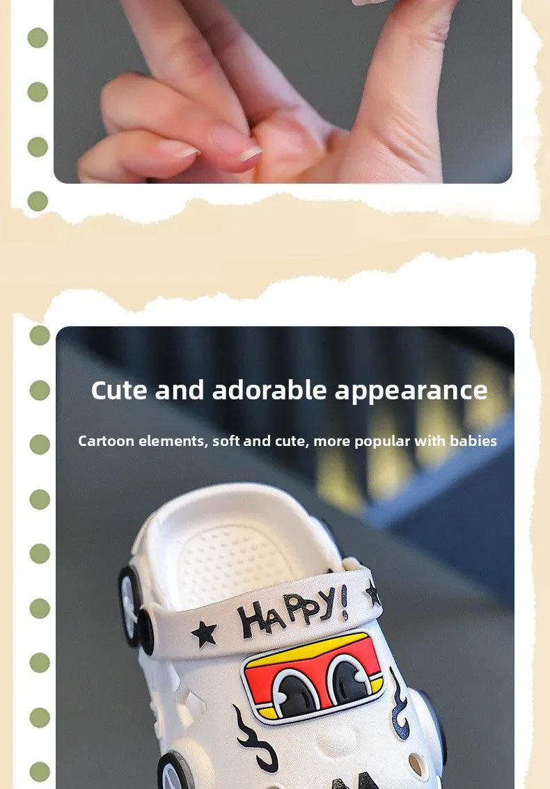 Children's Slippers 2026 Summer New Boys' Car Shaped Wheels Will Light Up Anti Slip Soft Bottom Baby Beach Slippers