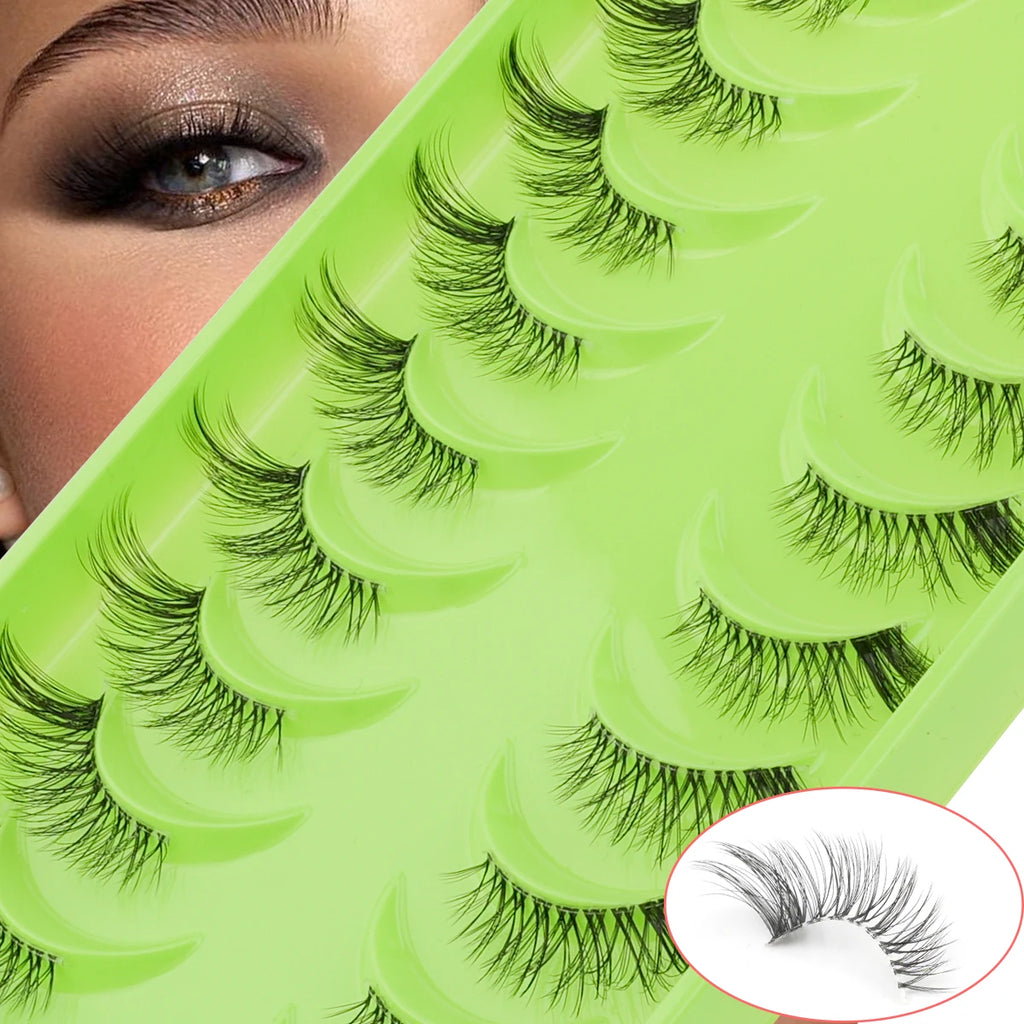 New Half Eyelashes 3/10Pairs Half Lashes Natural 3D Cat Eye Lashes Clear Stem False Eyelash Extension Makeup Faux Cils maquiagem