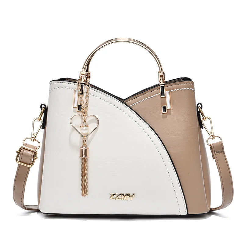 Fashionable handbag Korean color-blocking large capacity women's bag fashionable one-shoulder crossbody bag bucket bag