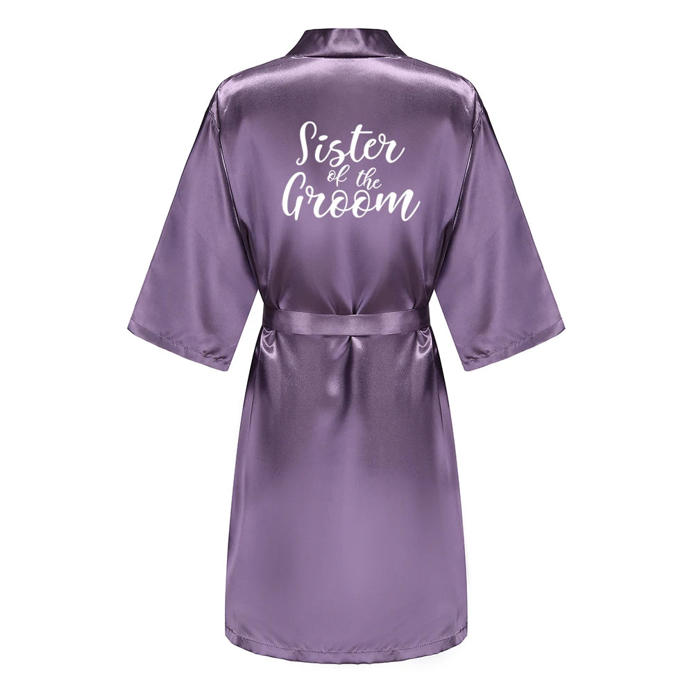 New Bathrobe Bride Satin-Silk Robe Women Bridal Party Sister Team Mother Shower Gift Bridesmaid Wedding Short Robes YE7883