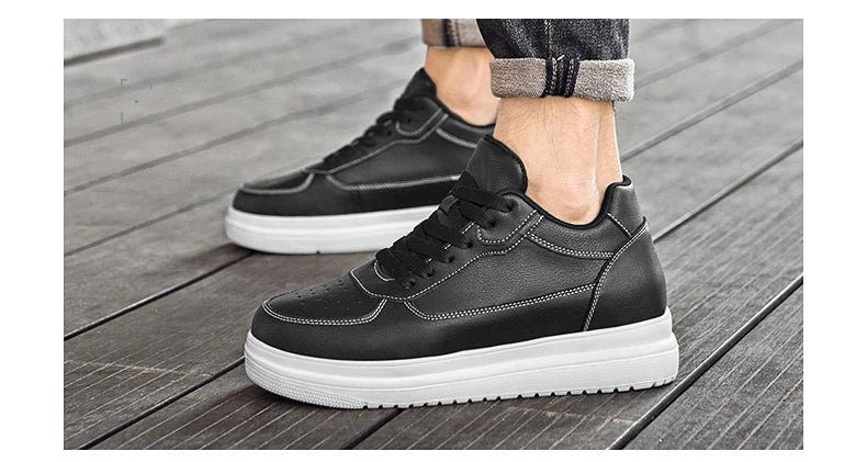 New Invisible Height-increasing Shoes for Men, 6CM-8CM-10CM Sports Shoes,White Leather Sports Shoes for Men,Enlarged Sizes 36-46