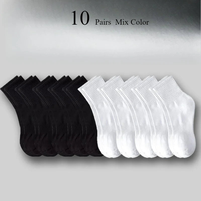 10/20 Pairs Neutral Solid Color Round Neck Socks Spring Summer Sweat Absorbing Breathable Soft Comfortable Couple Sports Socks