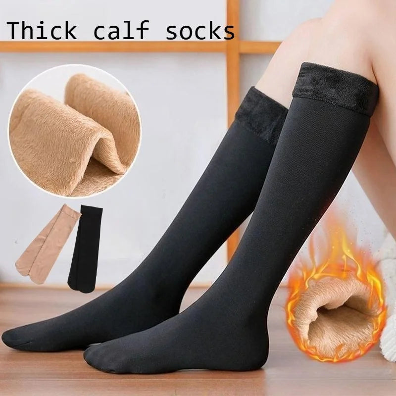 5 Pairs Women's Thick Velvet Warm Mid-tube Socks Winter Snow Socks Thermal Solid Color Home Sleep Floor Socks