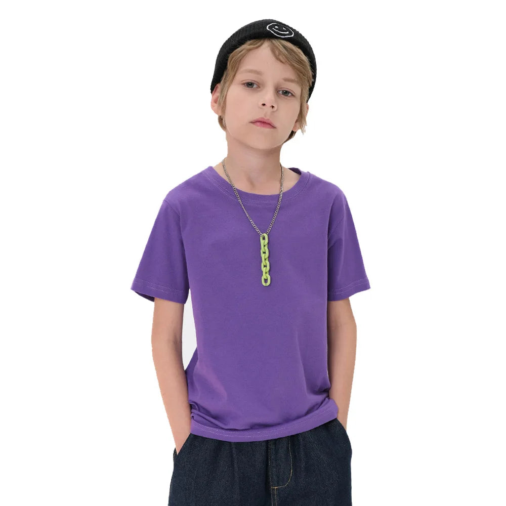 2-16 Years Boys Tshirts Cotton Short Sleeve Girls Clothes Summer Solid T-shirt Teenage Children Tees Kids Korean Top Baby  Cloth