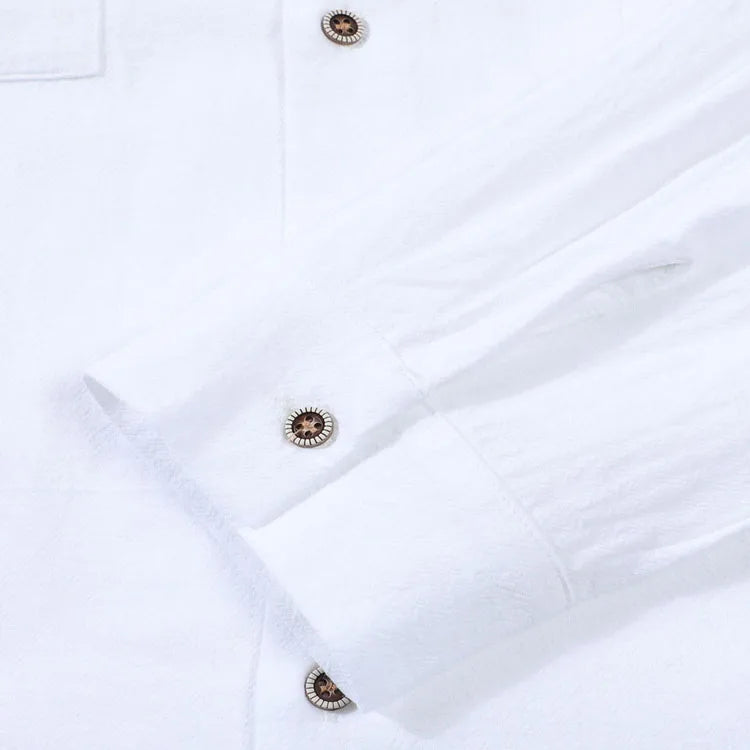 2026 New Men's Long Sleeve Casual Shirt Double Chest Pocket Button Up Shirt Soft Cotton Linen Men's Daily Work Tops