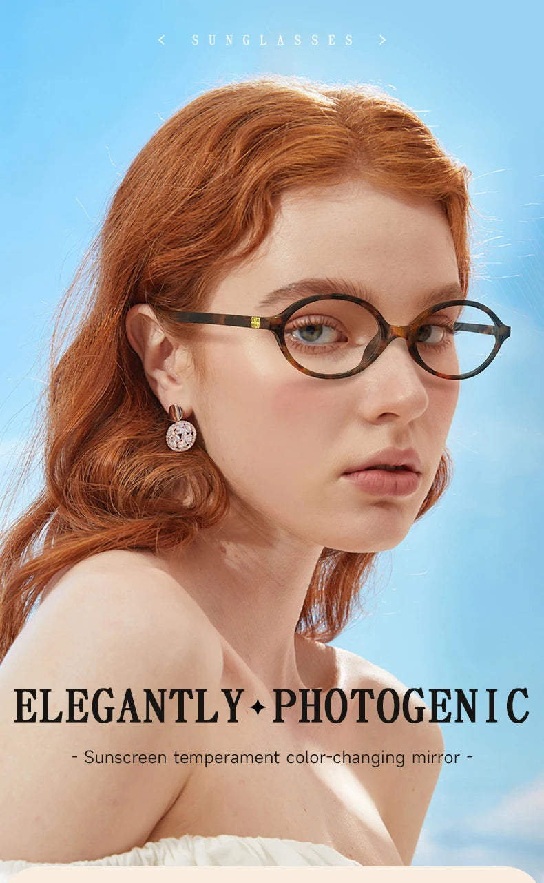 2025 BEAU FIVE New Women's Retro High-End Oval Frame Photochromic Glasses - Slimming and Suitable for Natural Looks F102