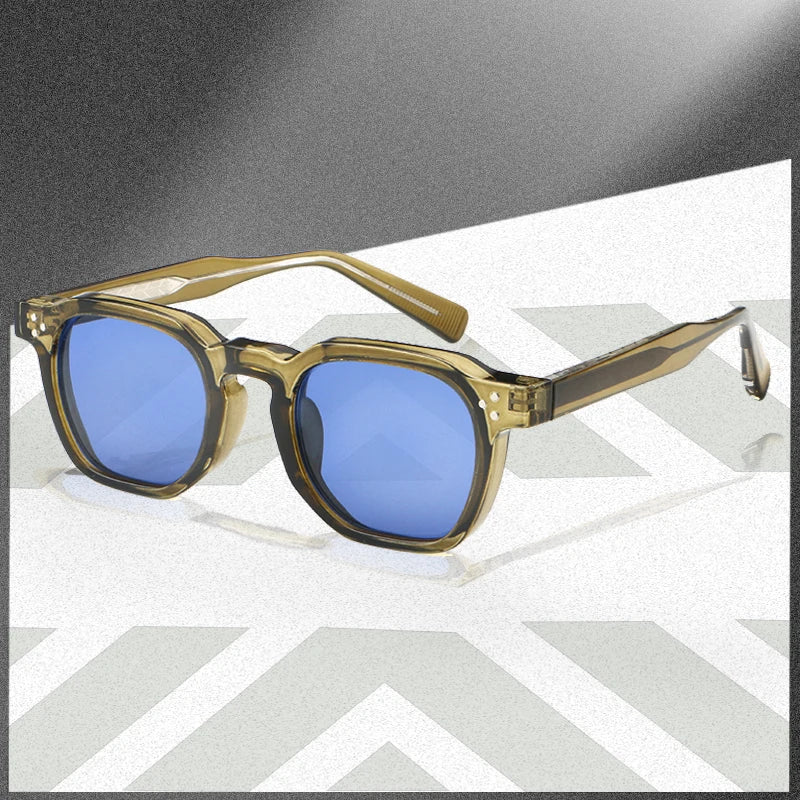 HBK New Square Vintage Sunglasses Men Square Fashion Punk Sun Glasses for Women Outdoor Travel Driving Beach Eyewear UV400