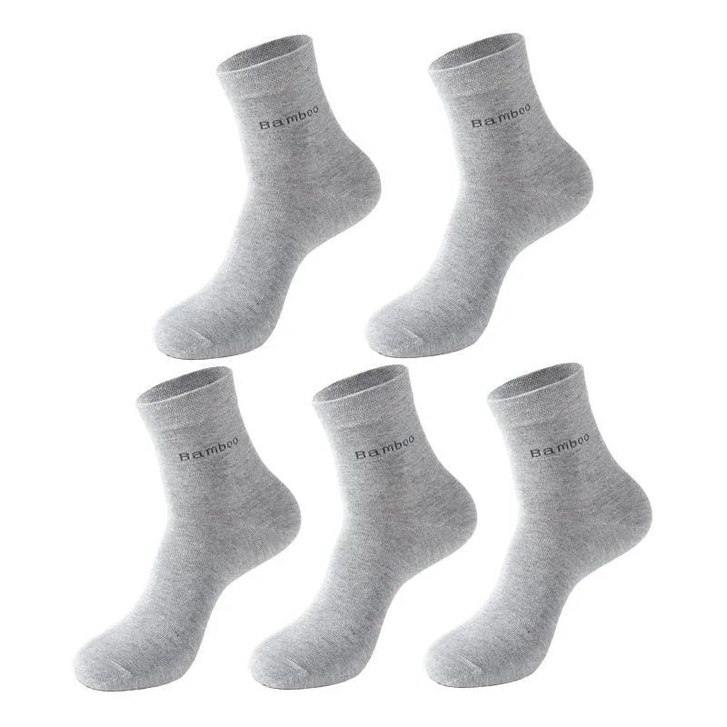 5Pairs/Men Bamboo Socks Comfortable Breathable Casual Business Men's Crew Socks High Quality Antibacterial Mid-calf SocksEU39-45