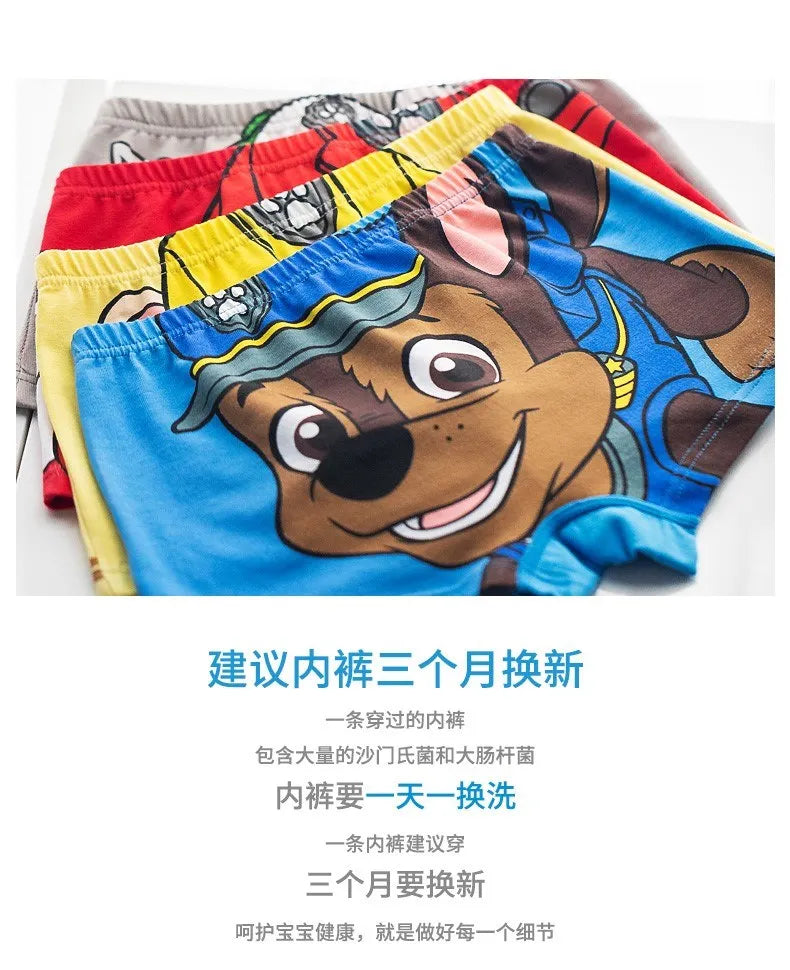 4Pcs/Lot 100% Genuine Paw Patrol Boys Underwears Cotton Children Panties Cartoon Kids Underpants Breathable Briefs for Boy
