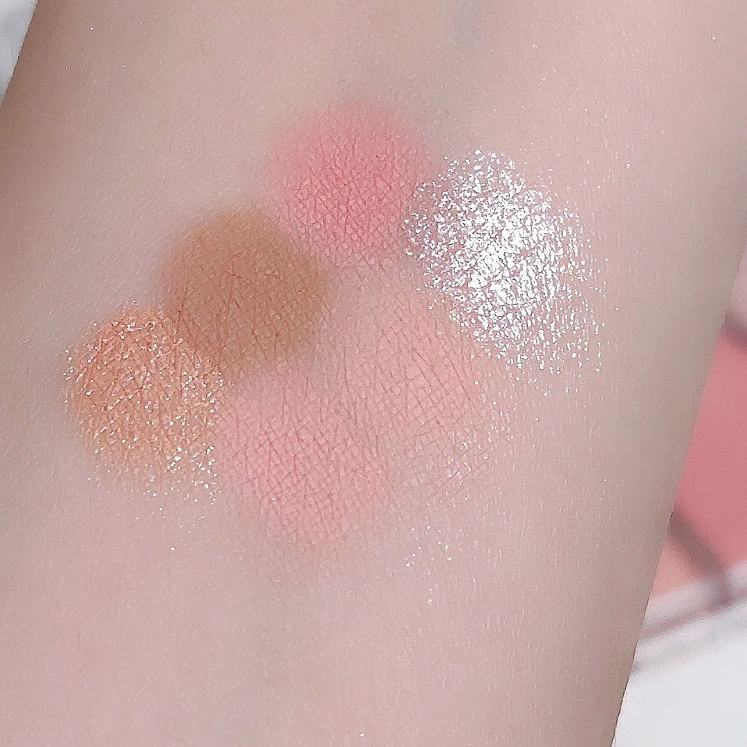 Six-color eyeshadow light shadow integrated eyeshadow palette, matte pearlescent pink, long-lasting makeup, pure desire