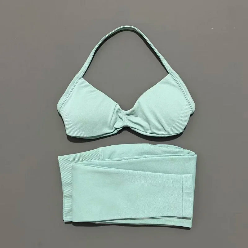 2 Piece Yoga Clothes Women Tracksuit Athletic Wear Pilates Fitness Suit Gym Workout Push Up Clothes Sports Bra Leggings Suit