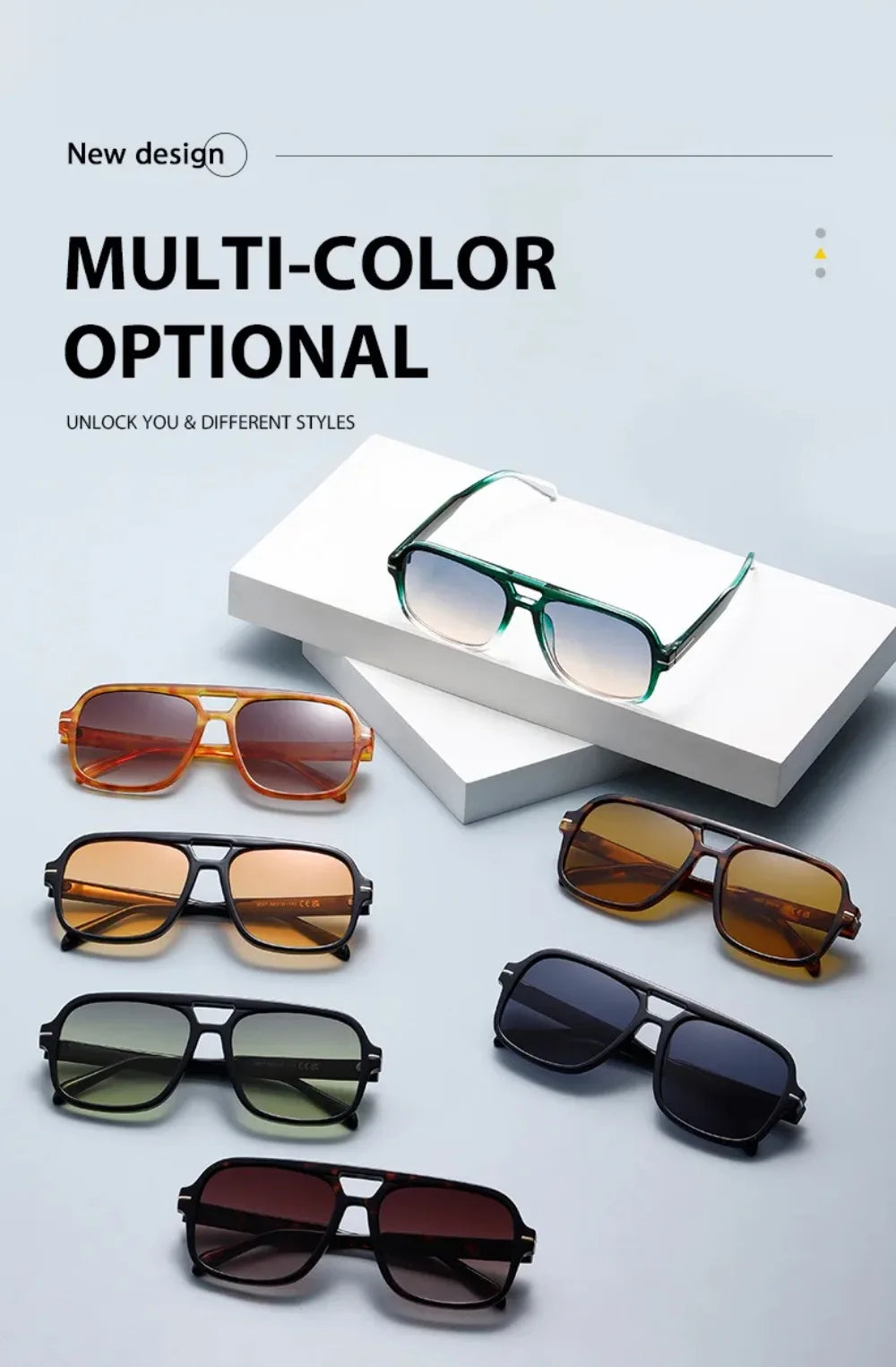 3507 Double Bridge Square Aviator Sunglasses - UV400 Vintage Pilot Style, Retro Classic Sun Glasses for Men Women Unisex 411240