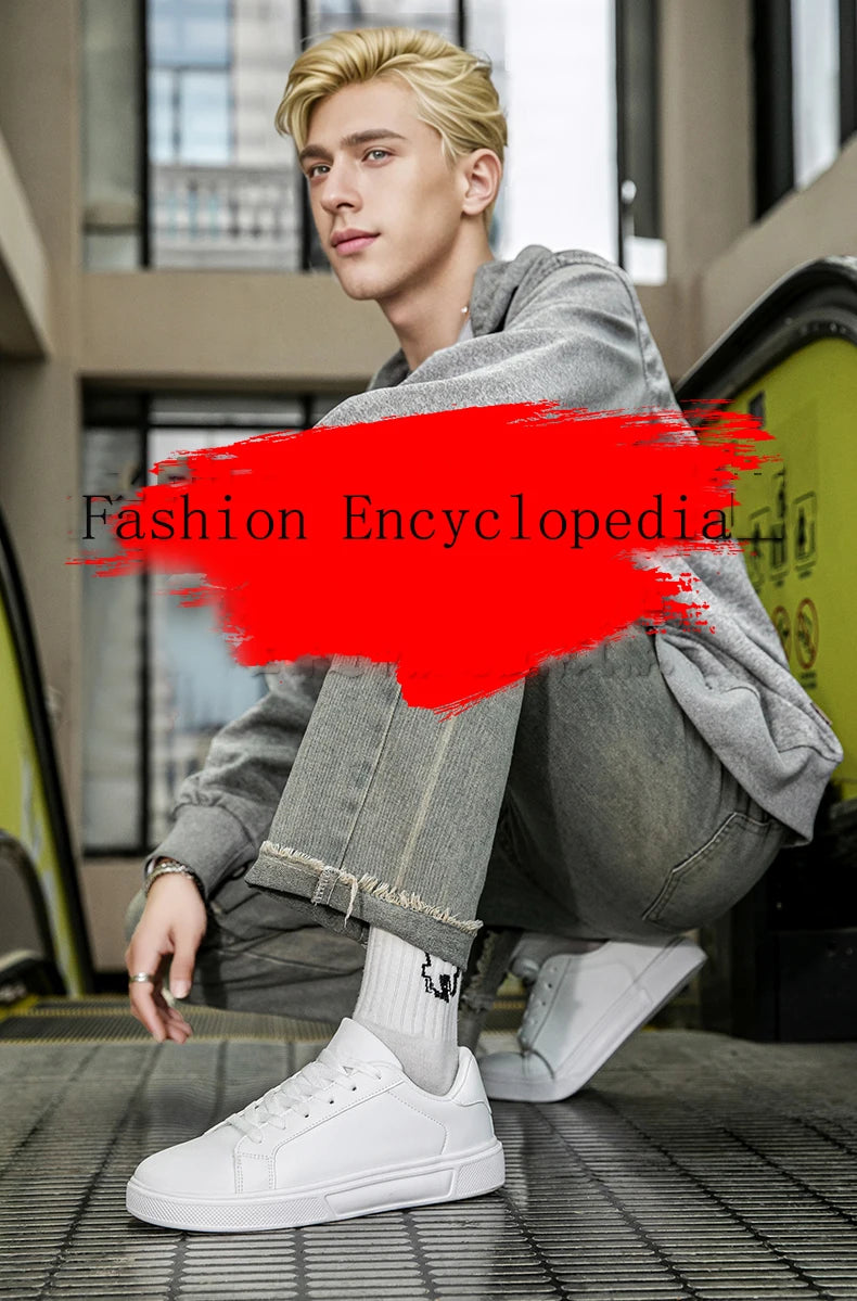 Business Casual Men's Shoes Soft Women Shoes Comfortable Casual PU Leather Shoes for Men Autumn Solid White Men Sneakers