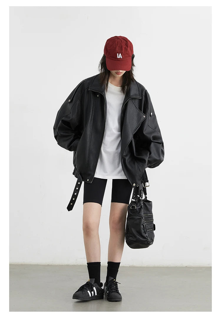 CHIC VEN Woman PU Jacket Solid Loose New Retro Standing Collar Motorcycle Faux Leather Coat Female Top Spring Autumn 2026