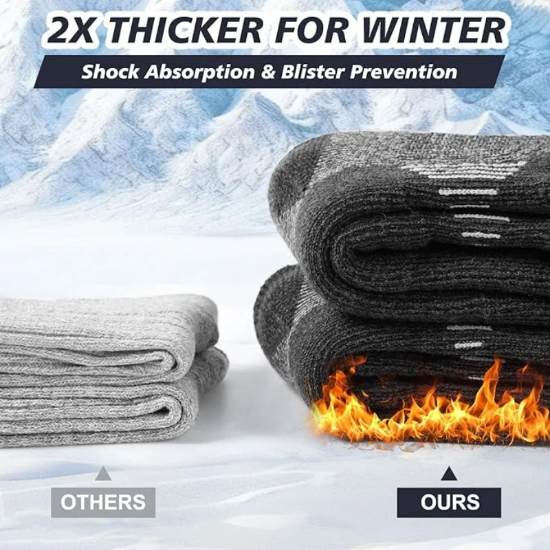 Super Thick Warm Merino Wool Socks for Men and Women, Wool-Lined Winter Hiking Warm Boot Work Socks, 3 Pairs Pack