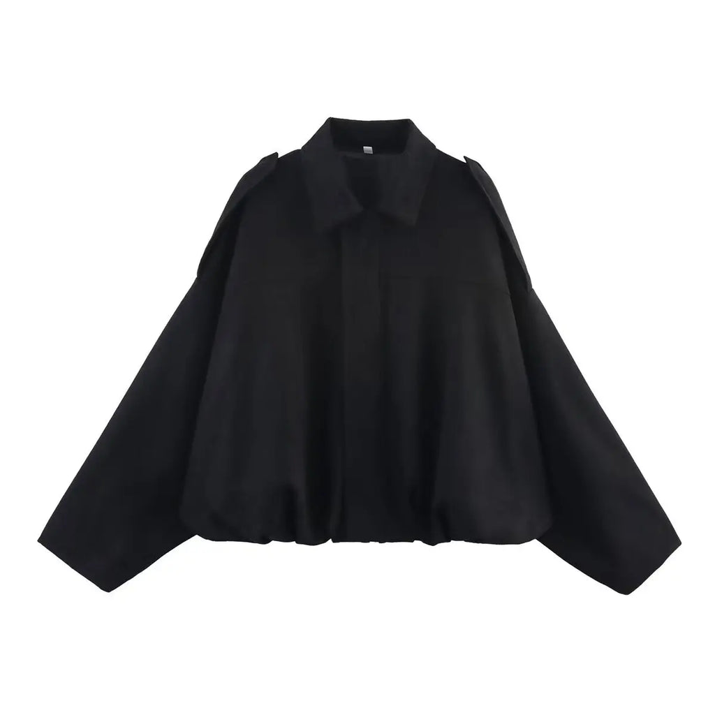 YENKYE New 2025 Women Suede Textured Bomber Jacket Long Sleeve Lapel Collar Loose Coats Casual Female Outerwear Chic Tops