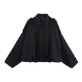 YENKYE New 2025 Women Suede Textured Bomber Jacket Long Sleeve Lapel Collar Loose Coats Casual Female Outerwear Chic Tops