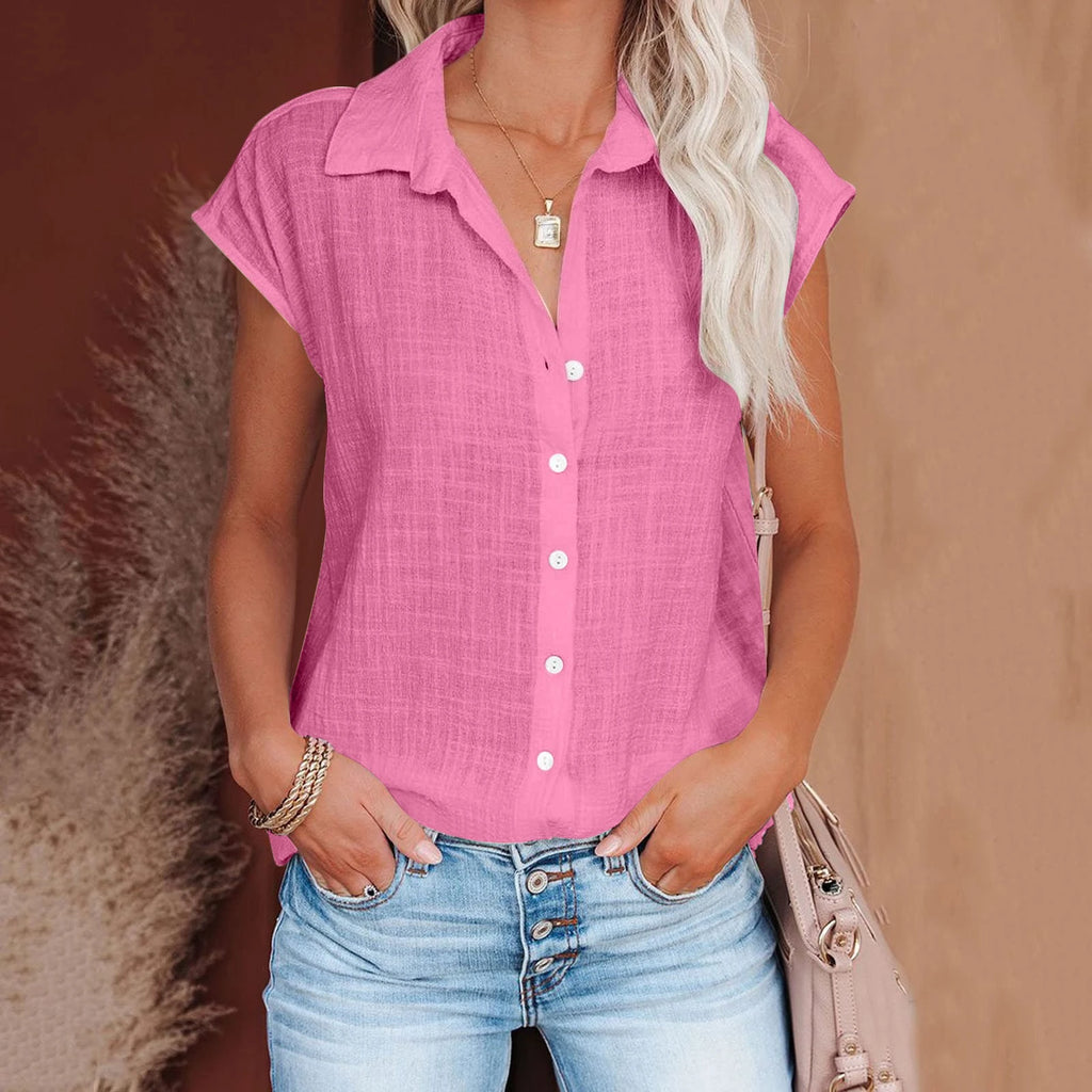 Summer Solid Cotton Linen Shirt Women's Clothing Casual Short Sleeve Tops Tee Ladies T-Shirts Blusas Thin Loose T Shirt Woman