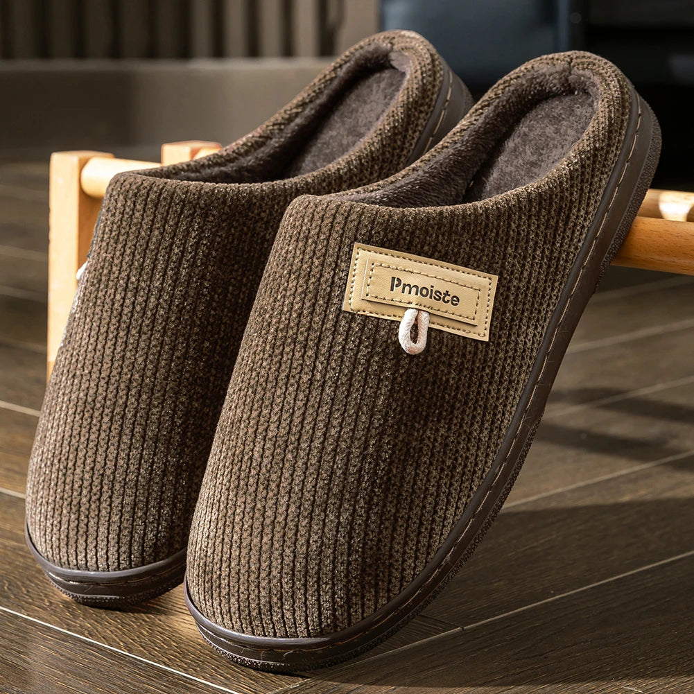 House Slippers for Men Warm Non Slip Indoor Knitted Memory Foam TPR Sole Cushion Home Shoes Winter Luxury Designer Comfort