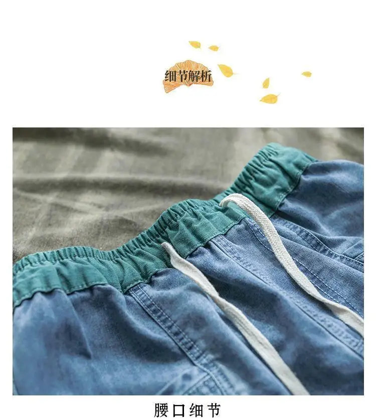 Nine Point ripped Jeans For women Summer 2025 new Loose Thin Elastic waist Casual Harem pants Female denim Ankle Length pants