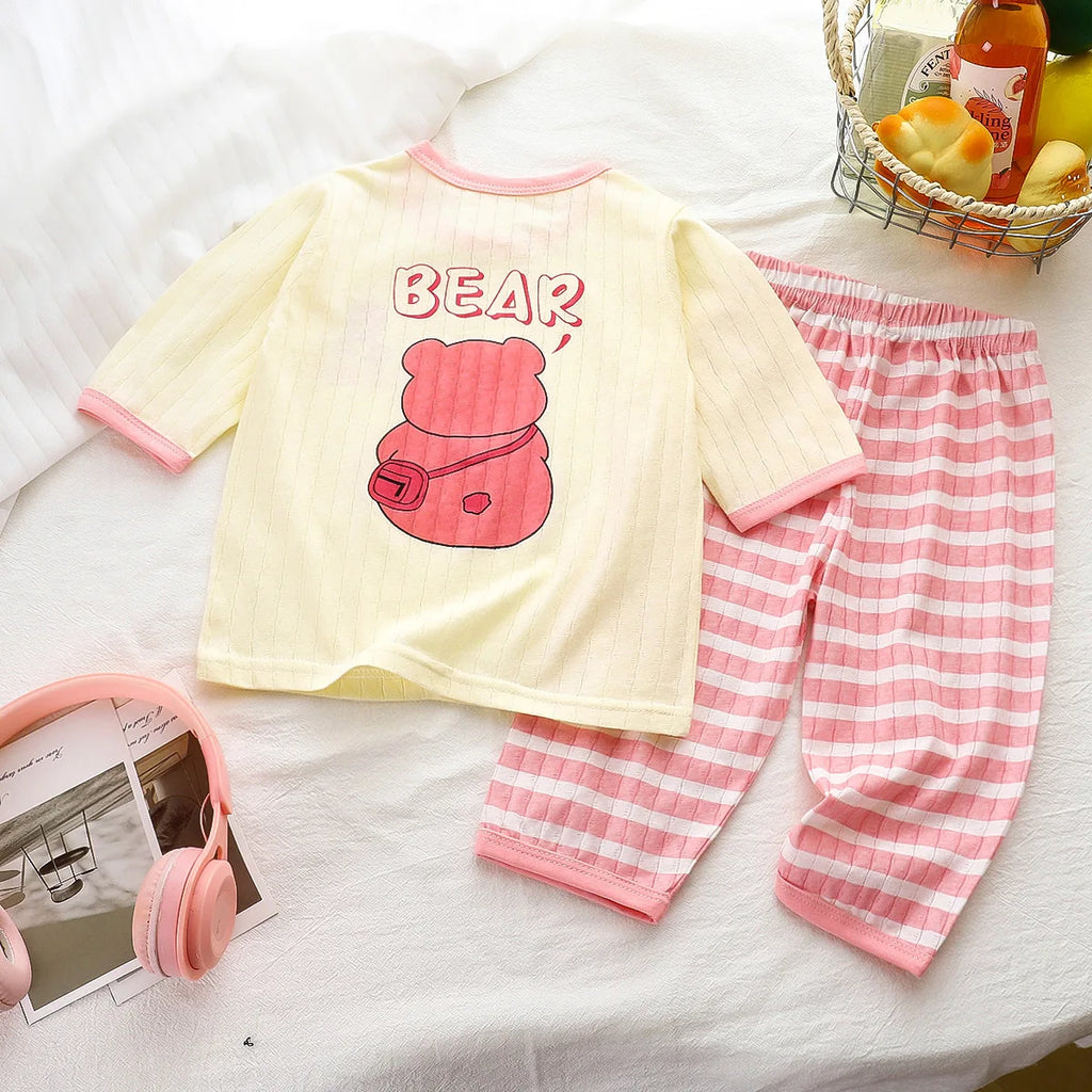 Kids Clothes Children's Set 100 Cotton Summer Pajamas Boys Girls Home Clothes Air Conditioning Clothes Loungewear Outfit
