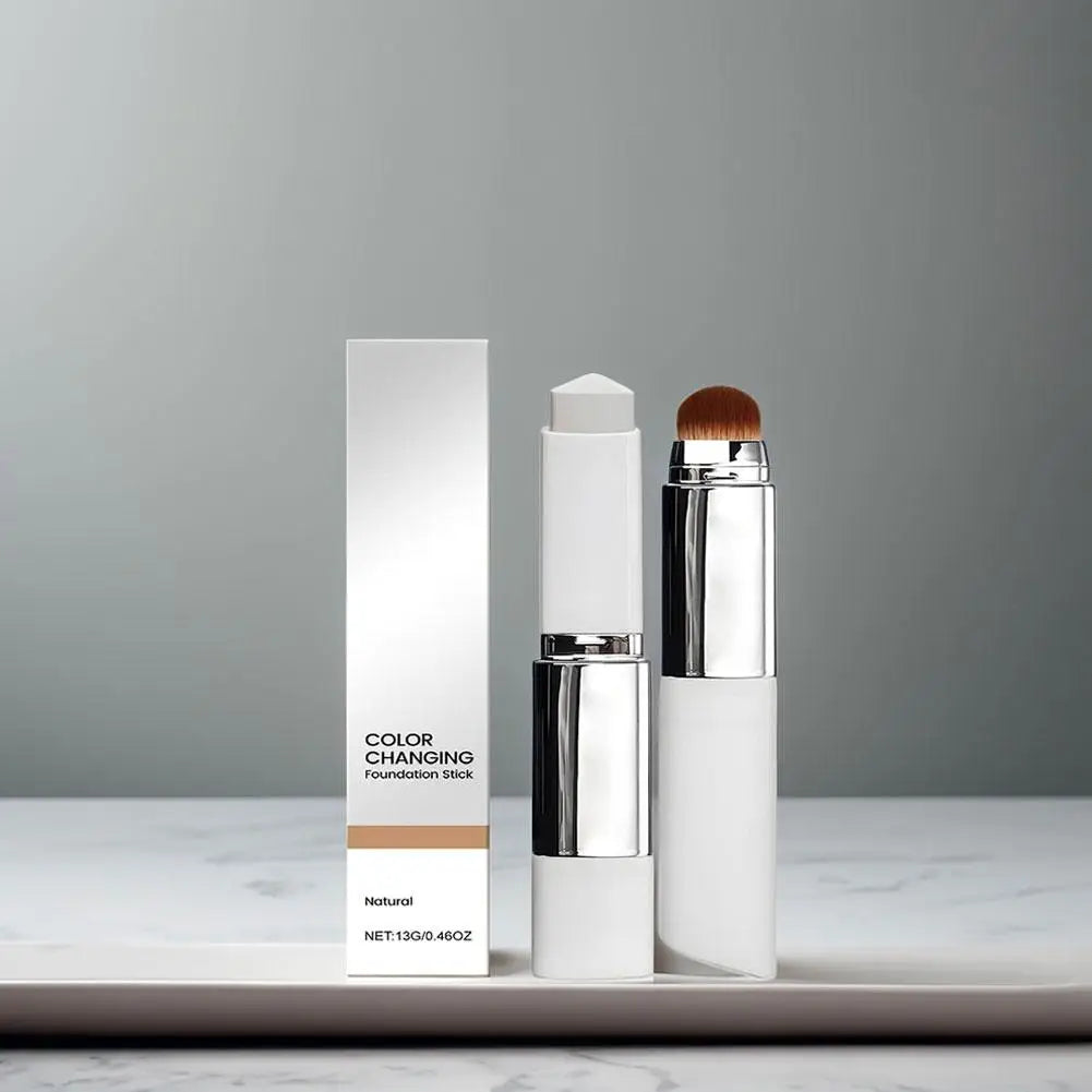 Lightweight Korean Changing Foundation Stick Hydrating Non-Sticky 20H Long-Wear Brightening Built-in Brush for All Skin Types