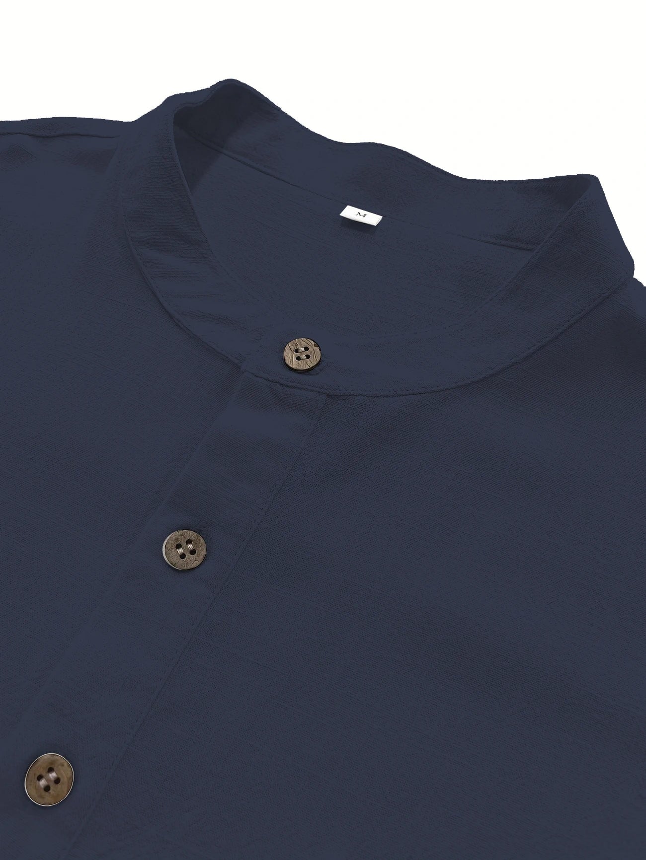High Quality Men's Breathable Cotton Linen Short Sleeve Henley Shirt Casual Loose Fit Solid Color Tee with Chest Pocket