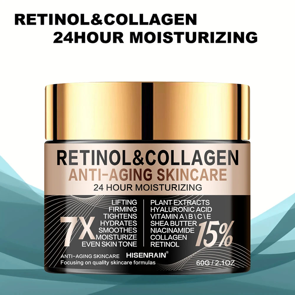 HISENRAIN Retinol Collagen Face Cream - Anti-Aging Intense Moisturizer, Reduce Wrinkles Fine Lines & Firm Skin.