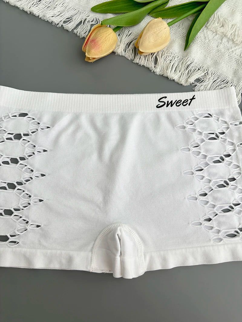 Seamless Sports Underpants Skirt Seamless Knickers Shorts Under The Skirt Sexy Side Mesh Hollow Out Boxer Panties Safety Panty