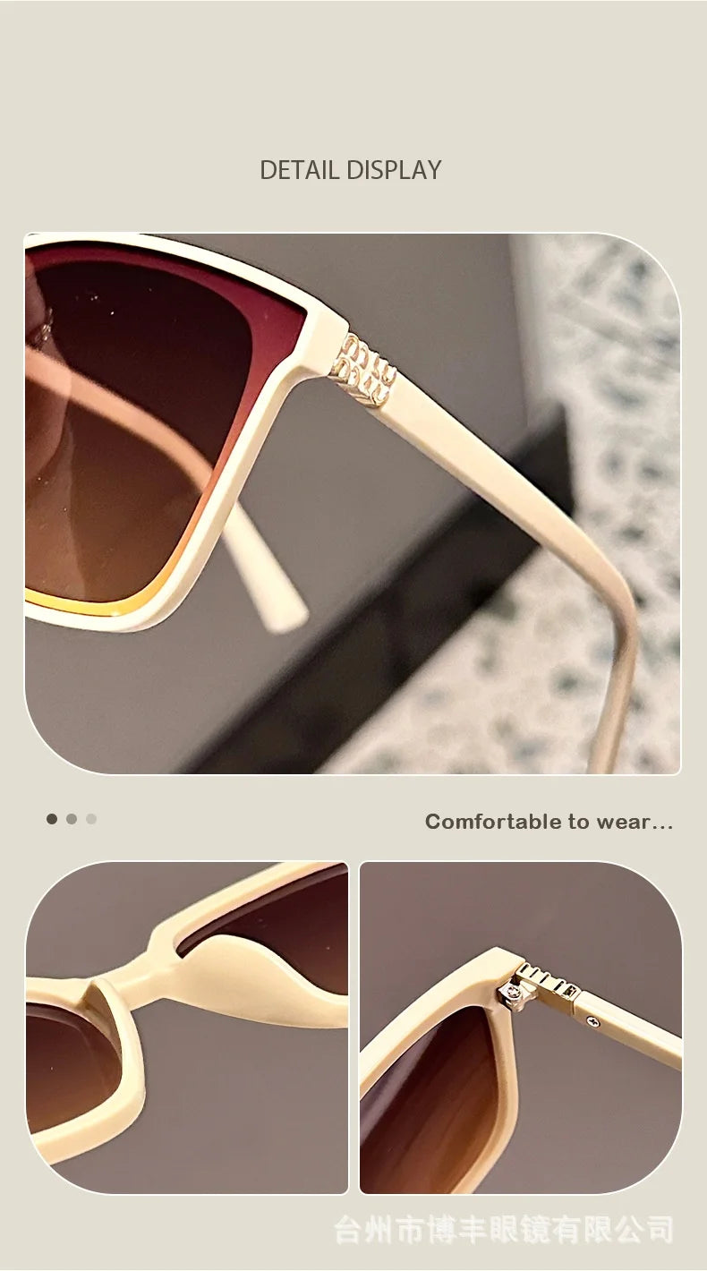 New style temple letter large frame square thin frame high-end sunglasses for women DS-8162