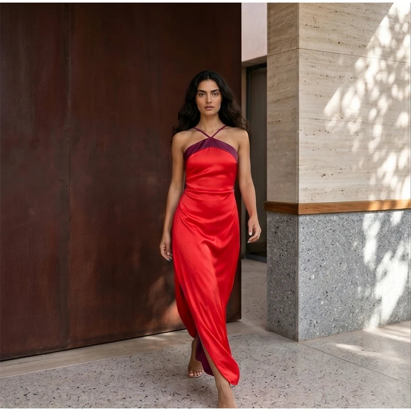 Solid Color Strapless Ribbon Women Summer Dress Sexy Sleeveless Backless High Waist Slim Maxi Vestidos 2026 Lady Vacation Outfit