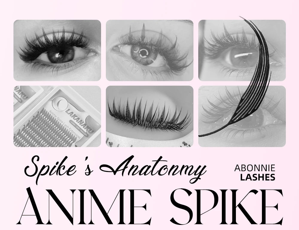 LAKANAKU Narrow Spire Eyelashes Extension Anime Lashes Spire Clusters Manga Style Feather Lightweight Premade Fans Extension