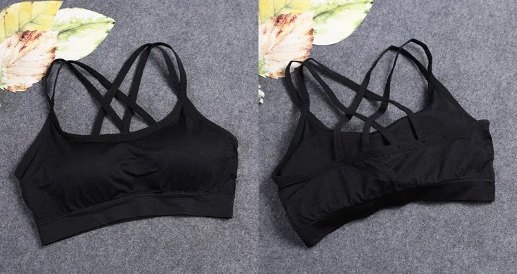 Sports Underwear Women Yoga Fitness Seamless Crop Top Wide Letter Straps Comfortable Workout Activewear Back Without Underwire