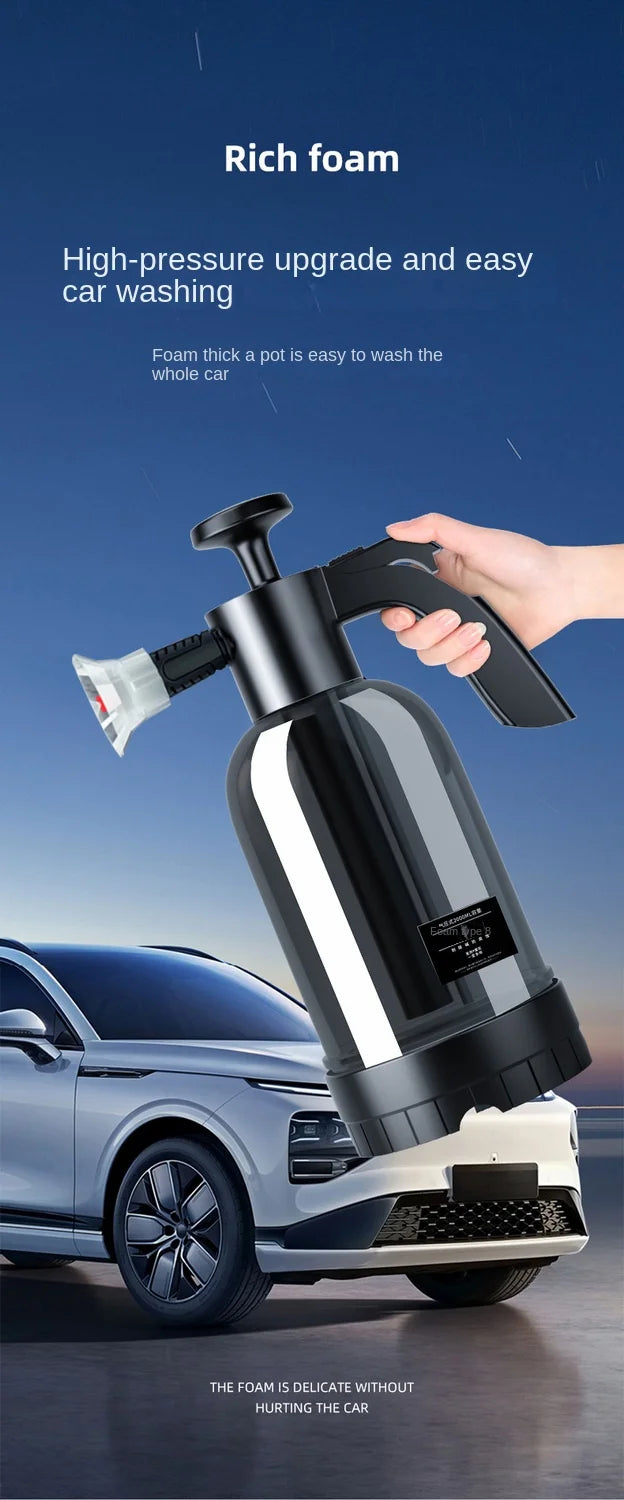 2L Hand Pump Foam Sprayer with 2 Types of Nozzle Hand Pneumatic Foam Cannon Snow Foam Car Wash Spray Bottle Car Window Cleaning