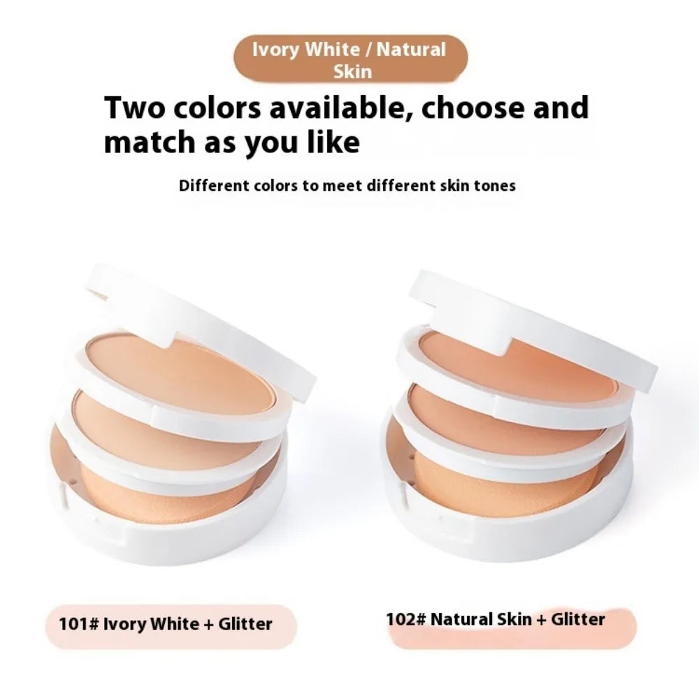 TLM TAILAIMEI  Two-Way Cake Compact Powder with Puff Matte Finish Face Powder Makeup Oil Control Lightweight Pressed Powder P105