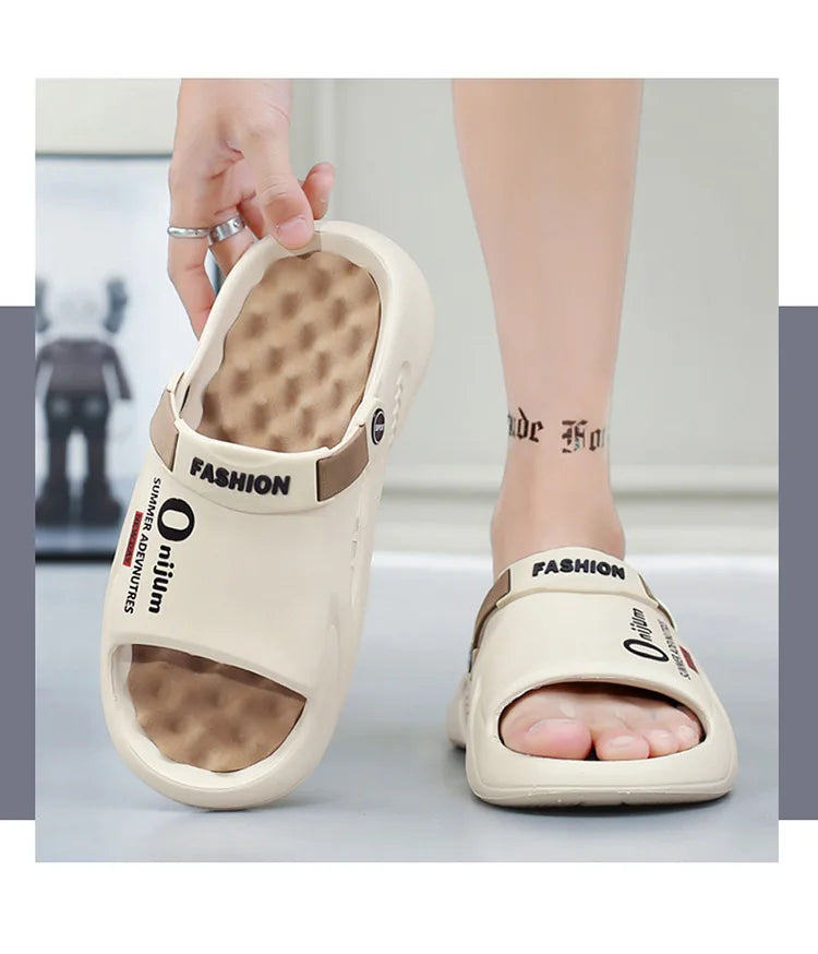 Pallene Summer Men's Slippers EVA Lightweight Slides Indoor Outdoor Sandals Leisure Beach Shoes Comfort Soft Sole Men's Slippers
