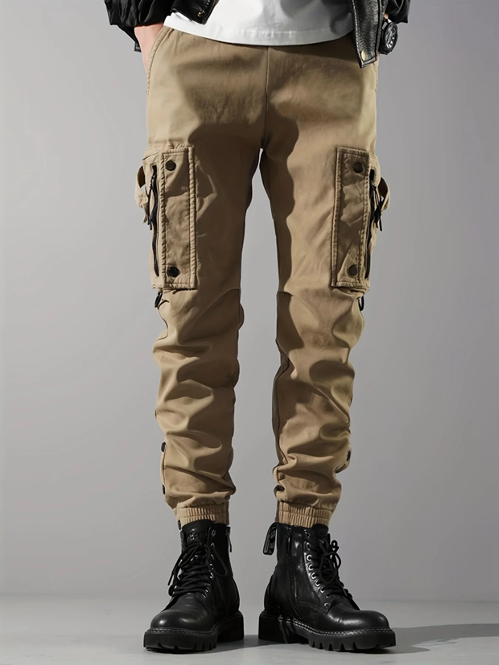 Multi-pockets Ribbons Bandage Tactical Techwear Cargo Pants Mens Harajuku Punk Hip Hop Joggers Pantalons Casual Streetwear