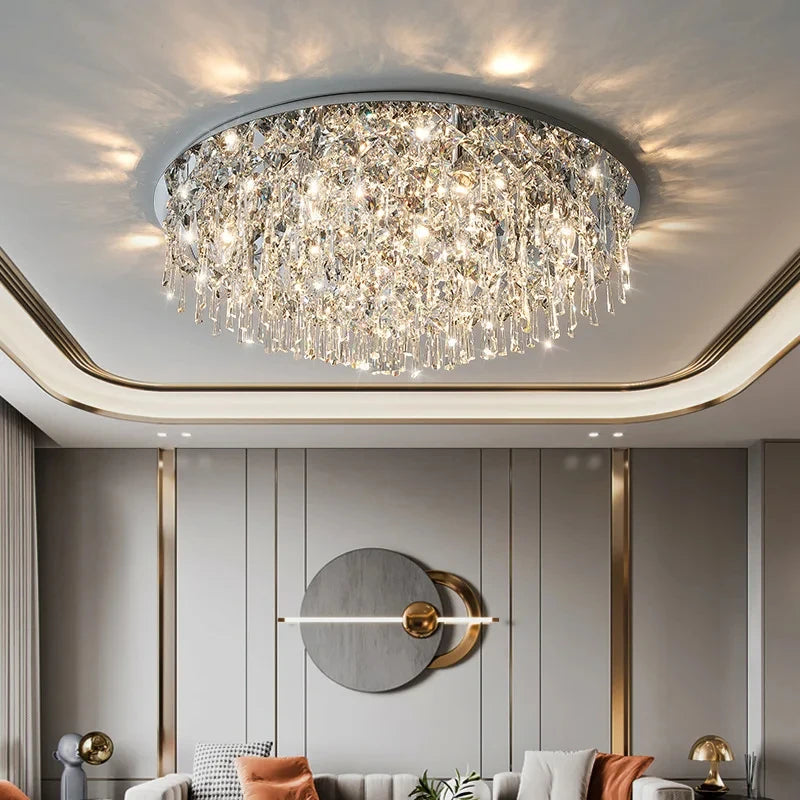Modern Minimalist LED K9 Crystal Chandelier Ceiling Pendant Suspend Lights Home Decoration Lamp Dining Room Living Villa Bedroom