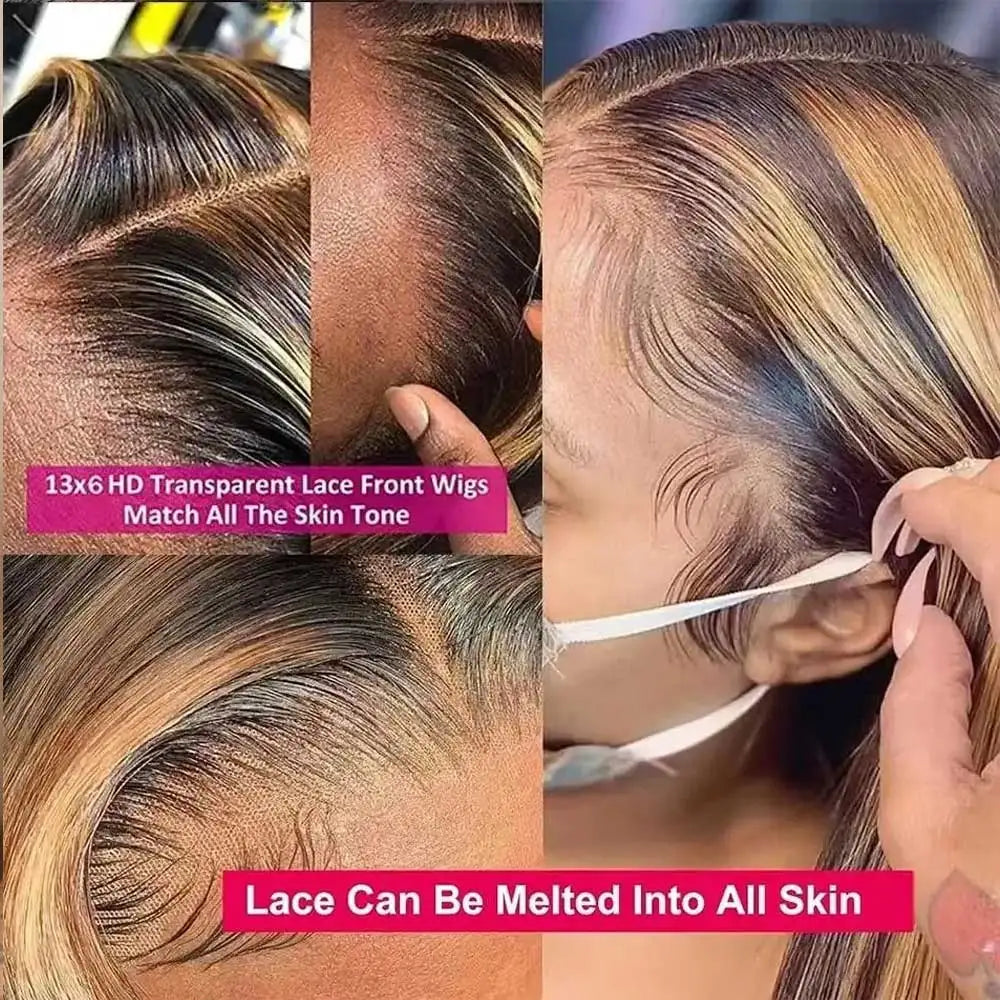 Highlight Wigs Colored Straight Lace Front Human Hair Wigs For Women Honey Blonde Straight 13x4 Hd Lace Frontal Wigs Human Hair