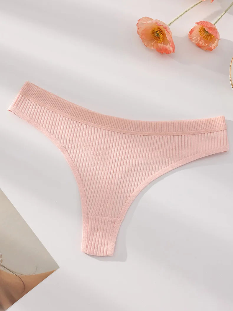 7Pcs Women Cotton Thongs Panties Striped Underwear Sexy Underpants Black Panty Soft G-Strings Plus Size Tanga Female Lingerie