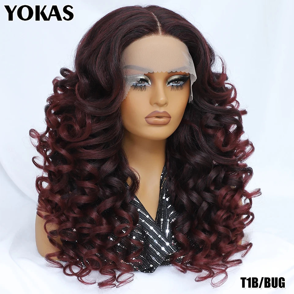 Lace Front Wigs Curly Latisha Synthetic High Quality Blonde Pink Blue Black White Red Brown Wig With Baby Hair For African Women
