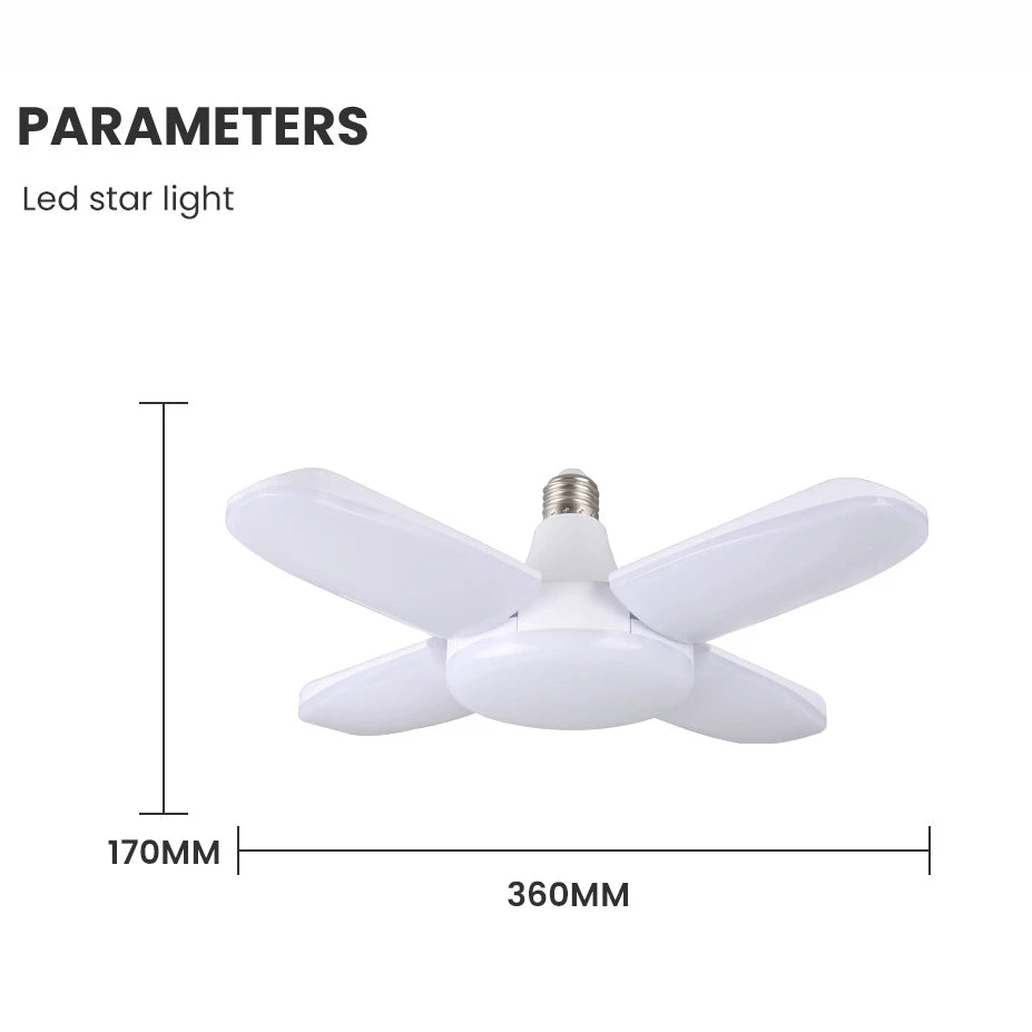 E27 Fan Shape Foldable LED Bulb AC220V/110V Deformation for Home Ceiling Light Warehouse and Garage White Light6500K Bulb