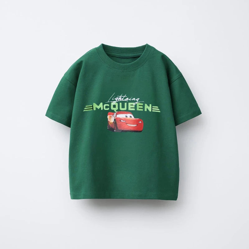 Trendy Tshirt Cartoon Car Printed Short Sleeve Tops New Design Tees Summer Clothes Toddler Pure Cotton T Round Neck Pullovers