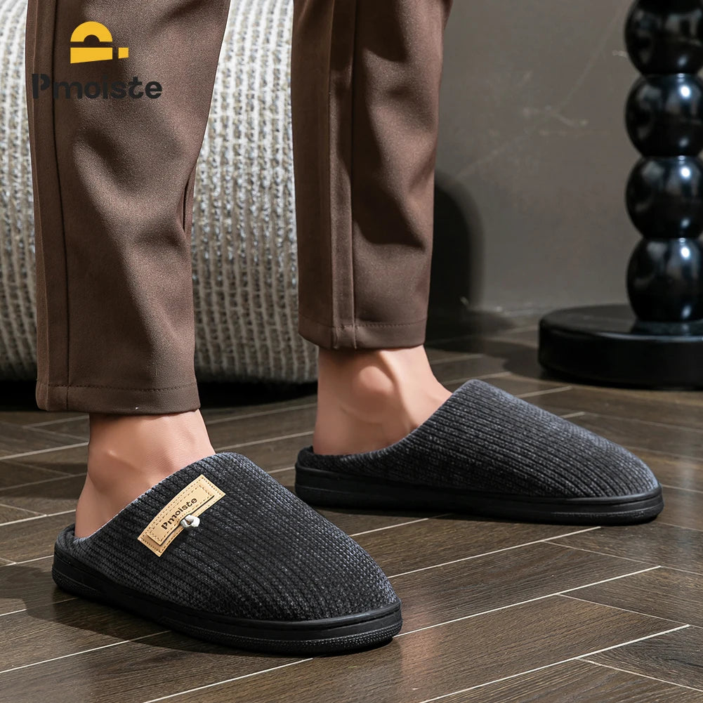 House Slippers for Men Warm Non Slip Indoor Knitted Memory Foam TPR Sole Cushion Home Shoes Winter Luxury Designer Comfort