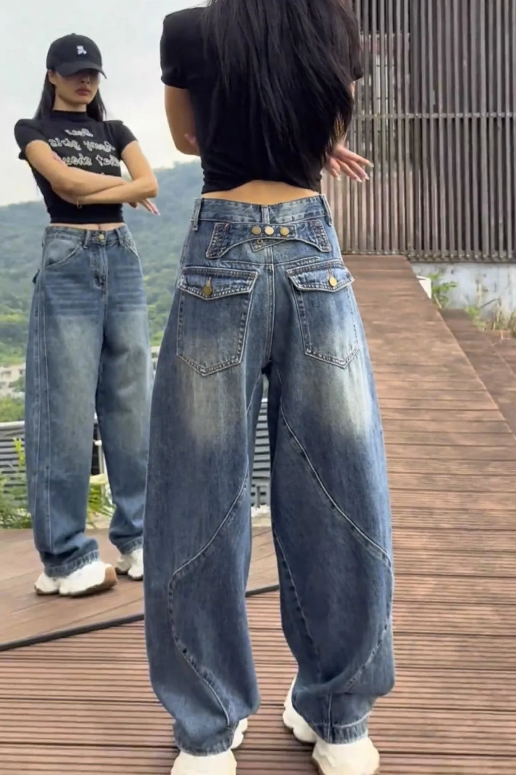 High Waist Wide Leg Jeans Women's Thin Denim Pants Loose Fit Straight Full Length Jeans plus Size Casual Sle