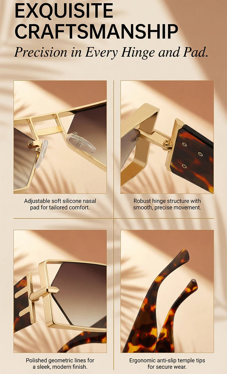 Steampunk Rectangle Sunglasses Women Men 2026 Luxury Hollow Metal Frame Sun Glasses Vintage Punk Hexagon Eyewear UV400 Shades