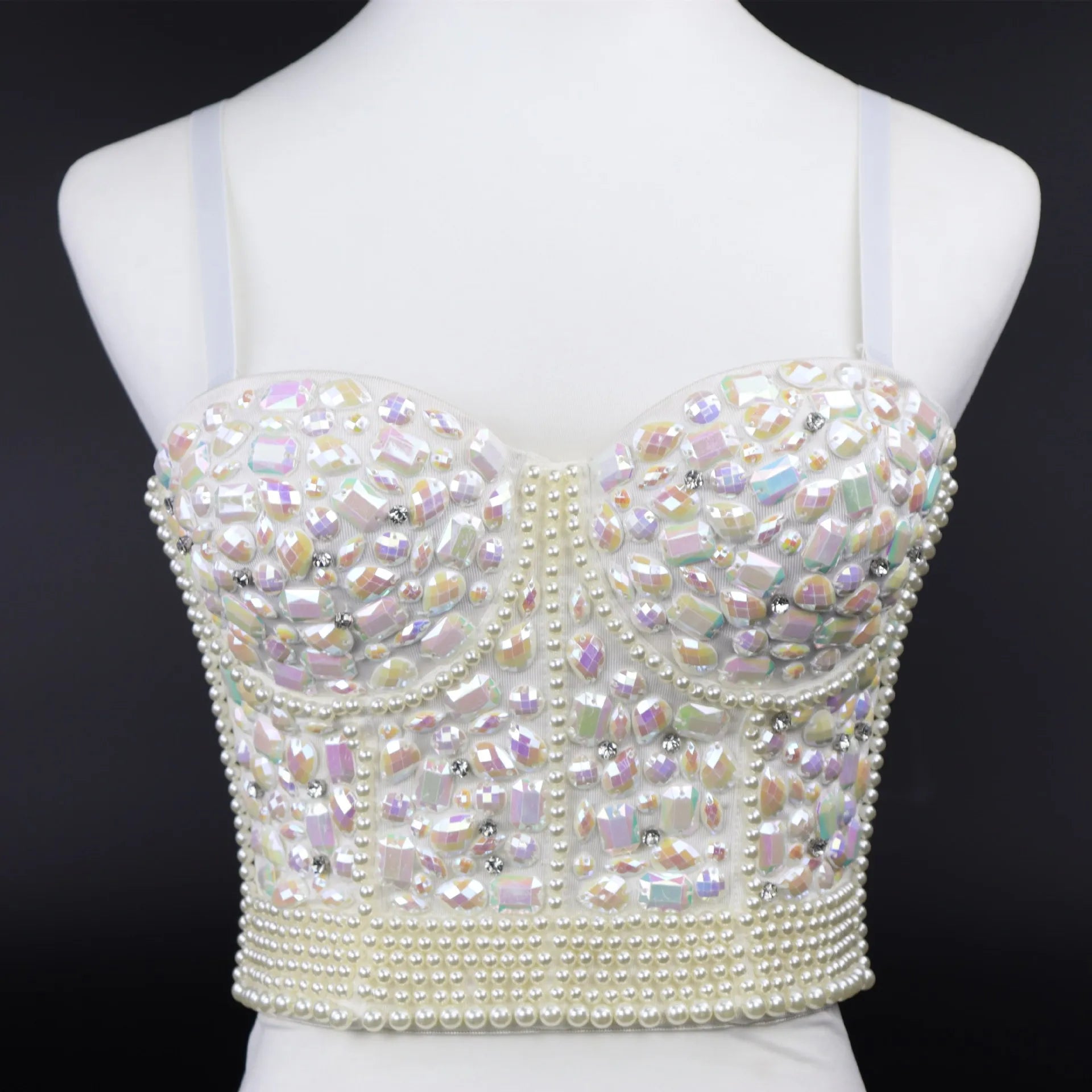 Quality Pearl Tank Tops Rhinestone Women Crop Top Club Clothes Streetwear Y2K Corset Woman Shaper Camis Fashion Feamale Clothing