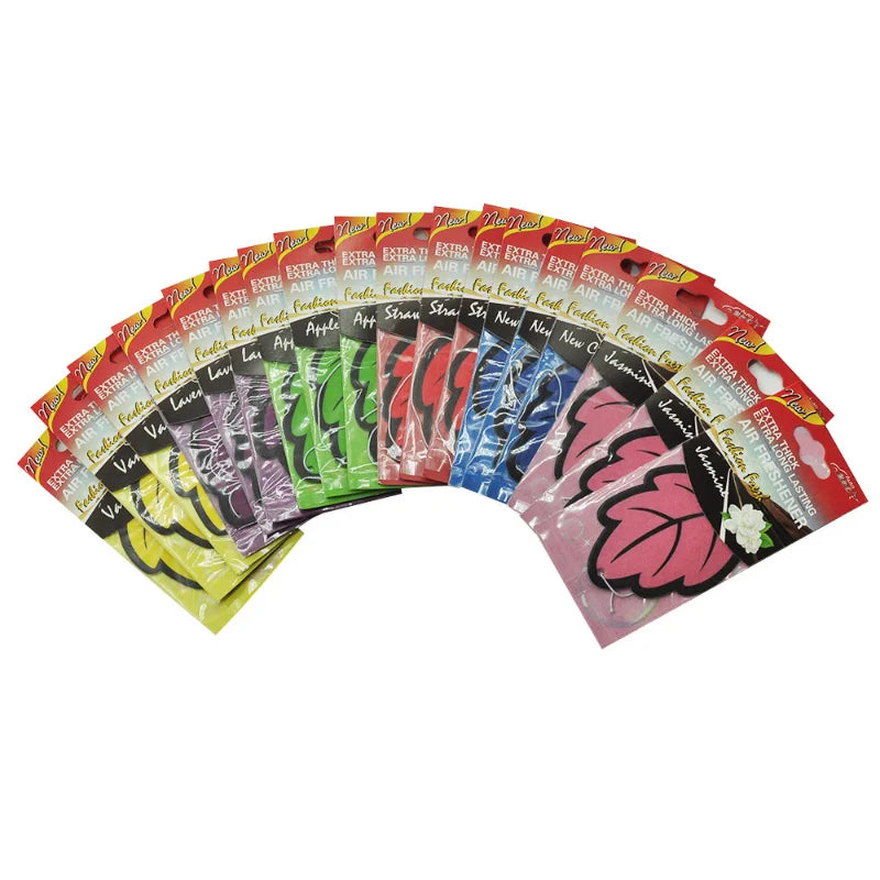 3-60pcs Car Air Freshener Natural scented tea paper Auto Hanging Vanilla perfume fragrance Leaf Shape car accessories interior
