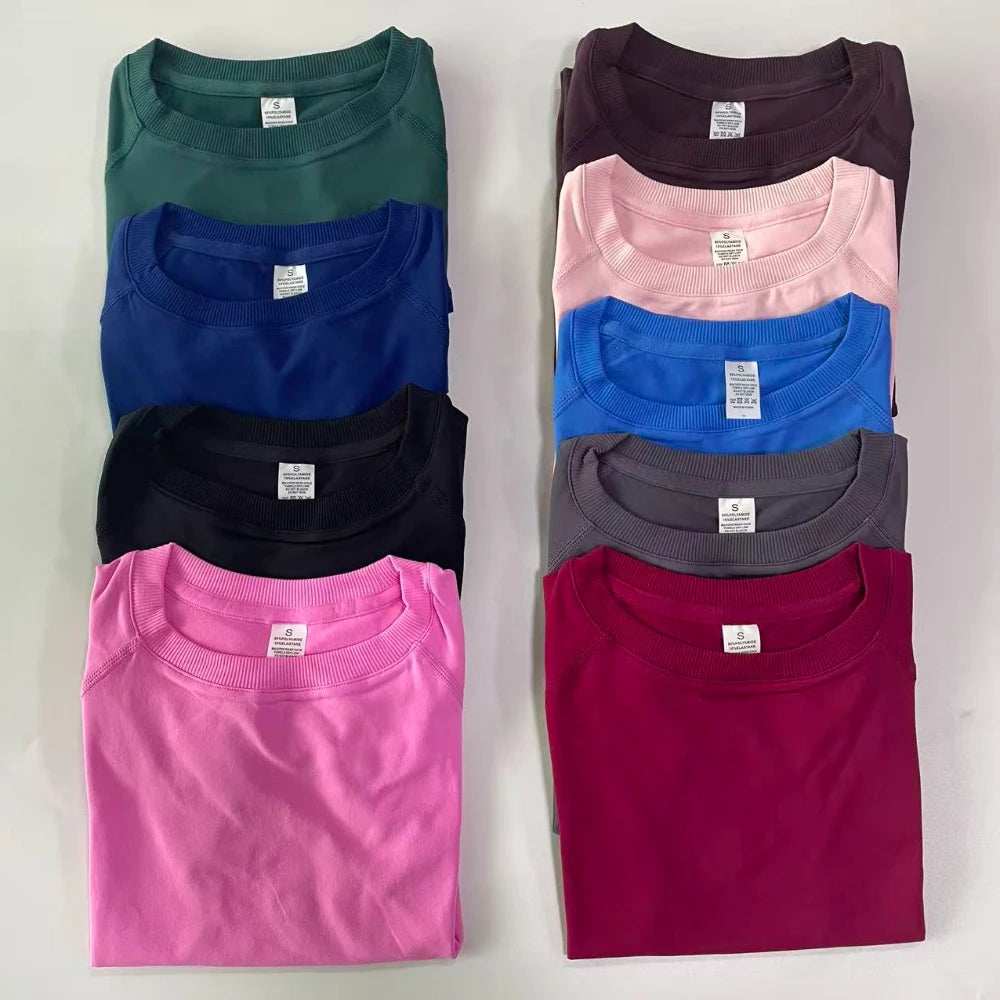 2 Piece Sets Women Outfit Longline Short Sleeve Gym Crop Top High Waist Workout Shorts Sports Suit Fitness Clothes Yoga Set
