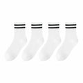 Kids Boys Girls Cotton Socks - Seamless Double Needle Ribbed 2-Stripe, Teens Students All Season School Home Sports Socks